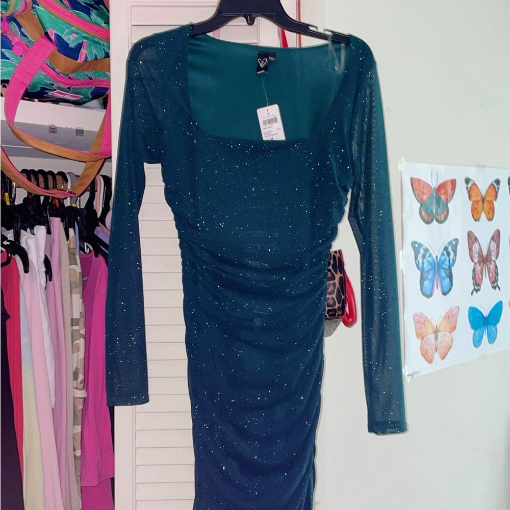 Windsor Teal Long Sleeve Bodycon Dress